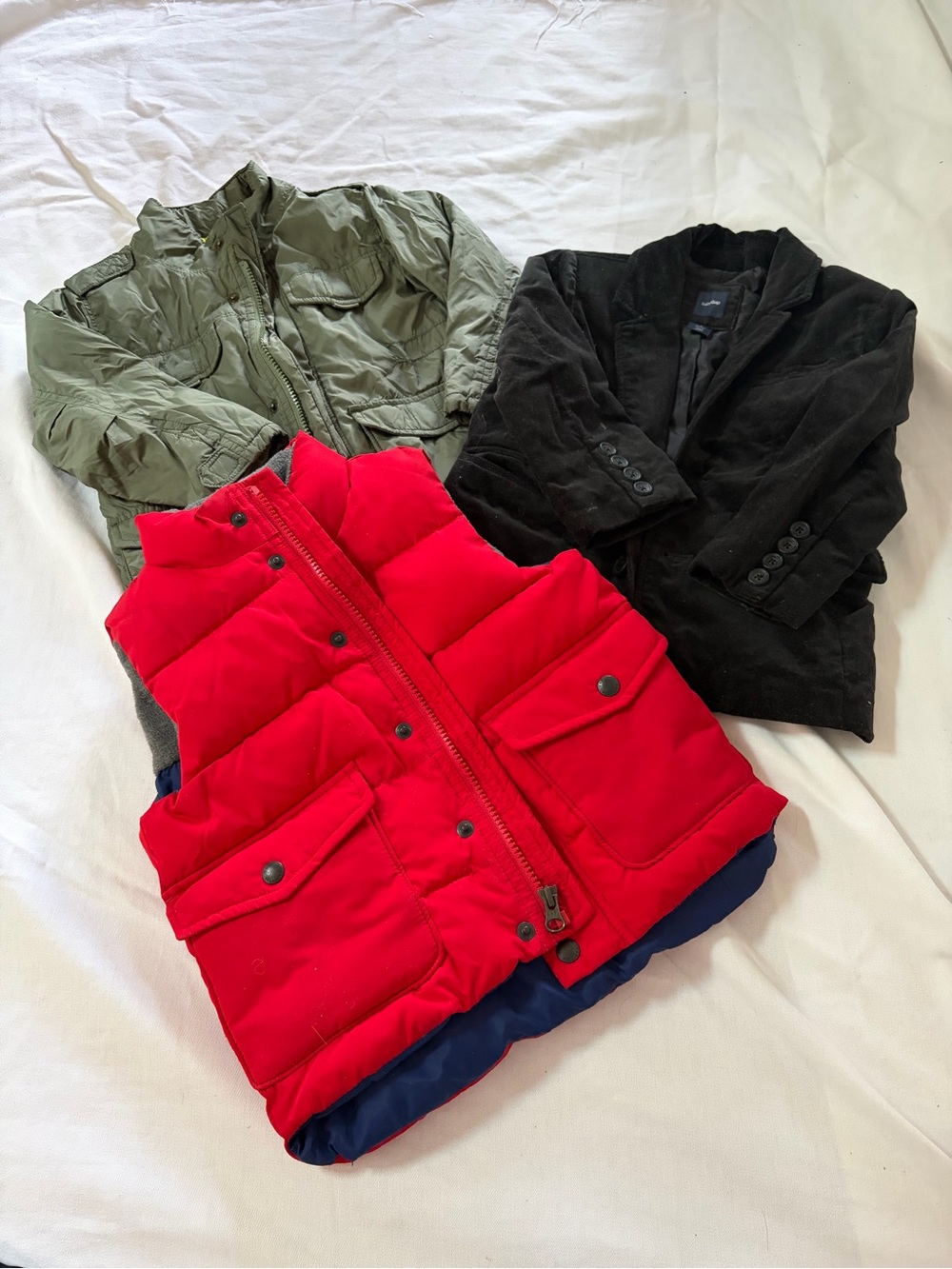 Baby Gap boys size 3 outerwear bundle, puffer vest, blazer, jacket